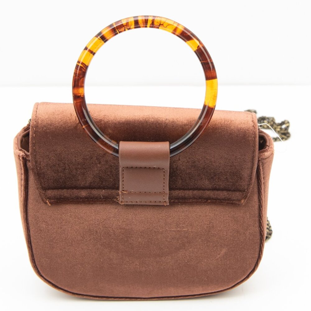 Anthropologie Simone Velvet Purse Crossbody Lucite Tortoise Bag Brown New - Picture 2 of 7